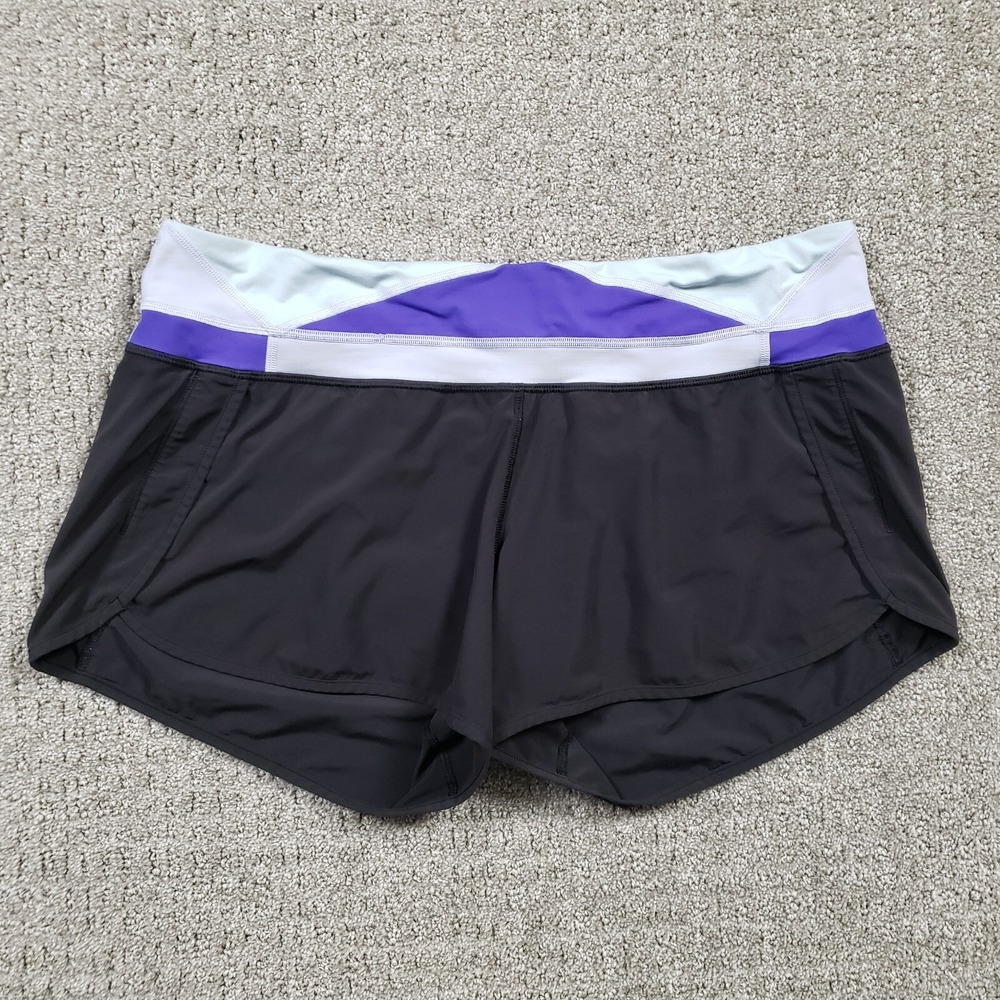 Lululemon Shorts Womens 12 Run Times 4" Stretch Black Su14 Quilt 34 Low Rise